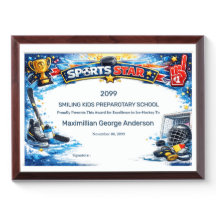 Sports Star Ice Hockey Kids School Year End Award