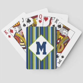 Sports Stripe Blue and Green Poker Cards