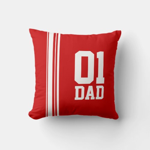 Sports stripe white red 01 Dad pillow