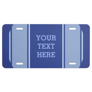 SPORTS STRIPES - Blue + your text License Plate