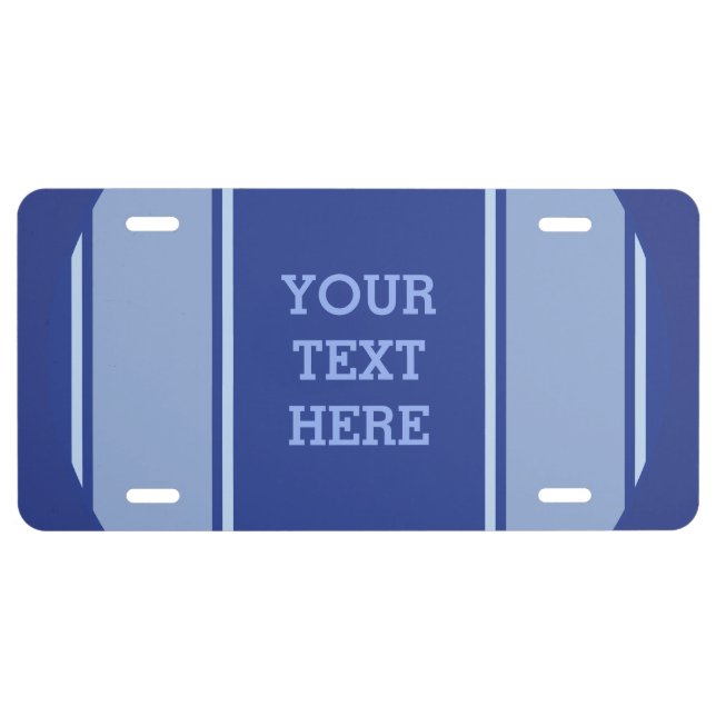 SPORTS STRIPES - Blue + your text License Plate (Front)