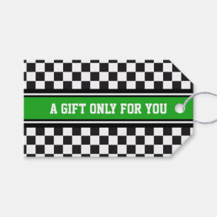 SPORTS STRIPES - Green Black White + your text Gift Tags