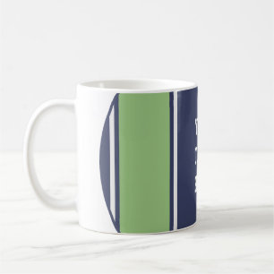 SPORTS STRIPES - Matt Blue Green + your text Coffee Mug