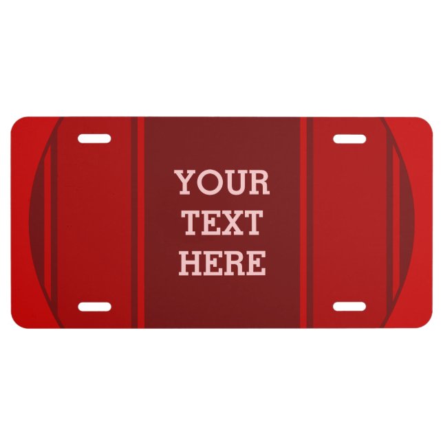 SPORTS STRIPES - Red + your text License Plate (Front)