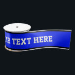 SPORTS STRIPES - Royal Black White   your text Satin Ribbon<br><div class="desc">Sports Stripes Pattern colored by EDDA Fröhlich / EDDArt | Basic: uni or colored Stripes for Sports Lovers | You miss other colors or products with this design? Feel free to contact me: contact@eddart.de or have a look here: www.zazzle.com/eddartshop*</div>