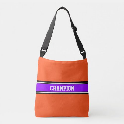 SPORTS STRIPES _ violet black white Crossbody Bag