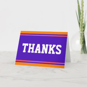 SPORTS STRIPES - Violet Orange + your text Letterpress Thank You Card