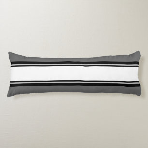 Sports Stripes white black + your backgr. color Body Pillow