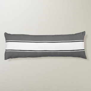 Sports Stripes white black + your backgr. color Body Pillow