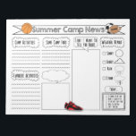 Sports Summer Camp News Notepad<br><div class="desc">Summer camp season is soon upon us. Make it easy for the kids to write home and keep in touch with the family. They can easily fill in the blanks writing by hand. There are different sections and a blank spot for them to write whatever they would like. Perfect for...</div>