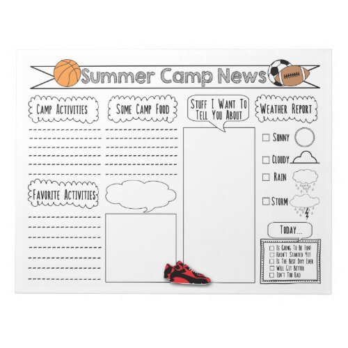 Sports Summer Camp News Notepad