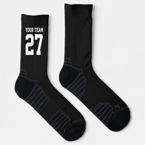 Sports Team Black White Name Number Basketball Socks