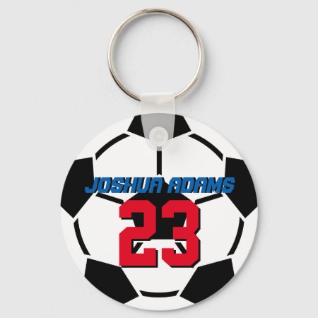 Sports Team Black White Soccer Ball Keychain