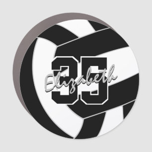 sports team black white volleyball locker or car magnet