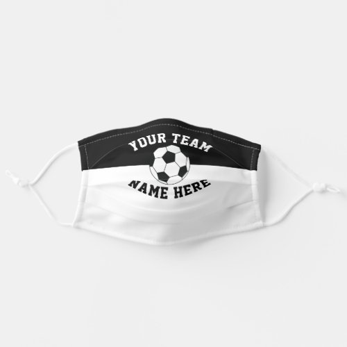 Sports Team Colors Black  White Spirit Soccer Adult Cloth Face Mask