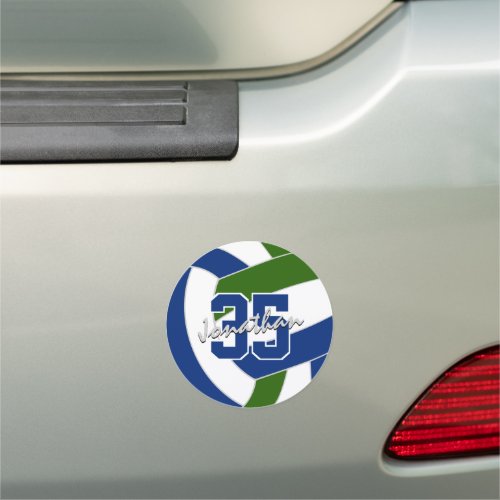 sports team colors blue green volleyball locker or car magnet