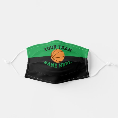 Sports Team Colors Green Black Spirit Basketball Adult Cloth Face Mask