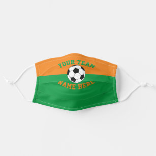Sports Team Colors Orange & Green Spirit Soccer Adult Cloth Face Mask