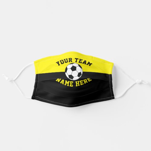 Sports Team Colors Yellow  Black Spirit Soccer Adult Cloth Face Mask