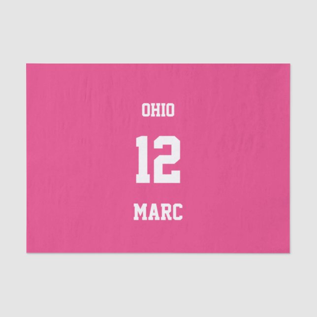 Sports Team Fan Custom Cerise Pink Tissue Paper (Front)