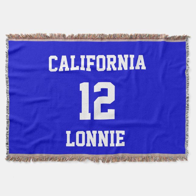 Sports Team Fan Customized Medium Blue Throw Blanket (Front)