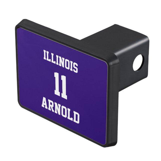 Sports Team Fan Personalizable Persian Indigo Tow Hitch Cover (Top Right)