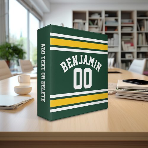 Sports Team Football Jersey Custom Name Number Binder