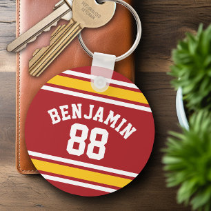 Sports Team Football Jersey Custom Name Number Keychain