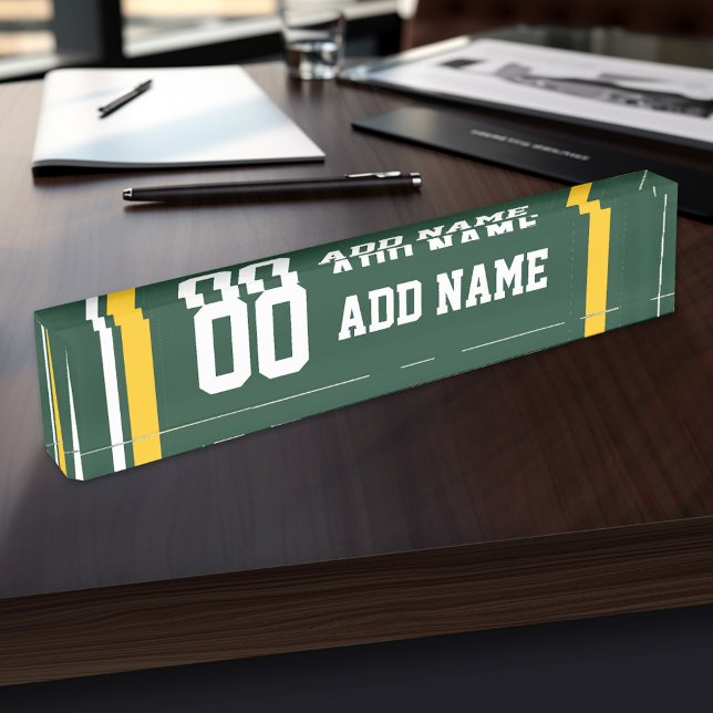 Sports Team Football Jersey Custom Name Number Plate (Personalized Sports Name Plate - Great for a Coach)