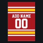 Sports Team Football Jersey Custom Name Number Table Number<br><div class="desc">Red,  yellow gold and white - Add your name and number -- This sports design is perfect for any sports or high school player. You can even claim these for your Fantasy Football team. Click on the CUSTOMIZE button to make even more changes.</div>
