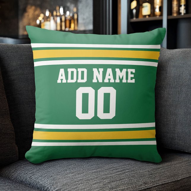 Sports Team Football Jersey Custom Name Number Throw Pillow (Custom Sports Pillow for a Man Cave)
