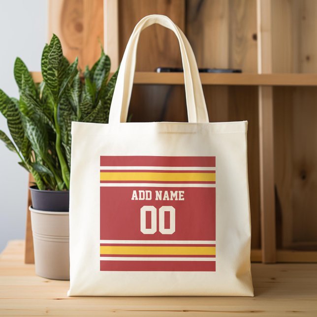 Sports Team Football Jersey Custom Name Number Tote Bag (Custom Tote Bag)