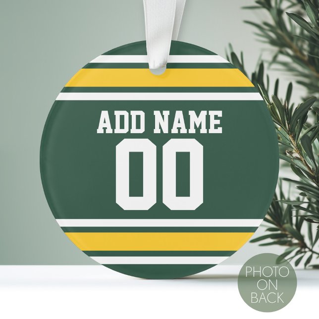 Sports Team Football Jersey Custom Name Ornament (Personalized Photo Ornament with a Sports Jersey Design)