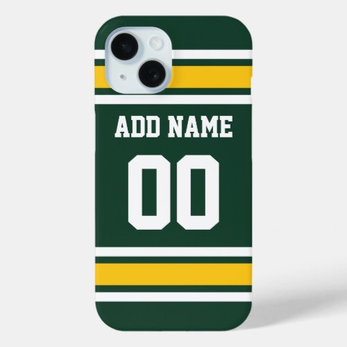 Sports Team Football Jersey Green Name Number iPhone 15 Case