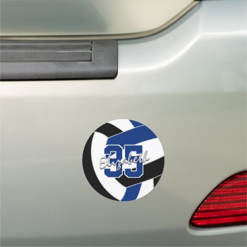 sports team gifts blue black volleyball locker or car magnet