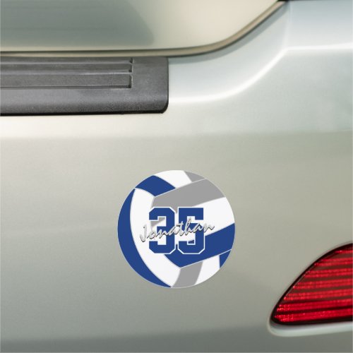 sports team gifts blue gray volleyball locker or car magnet