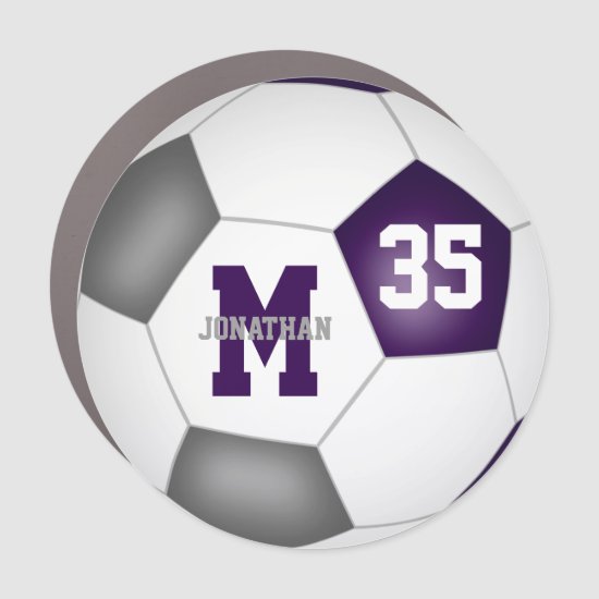 sports team gifts under 10 purple gray soccer magnet