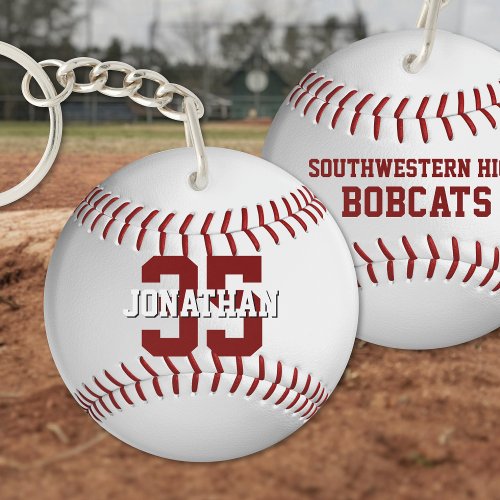 sports team gifts with athlete name baseball keychain