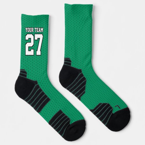 Sports Team Green White Dotted Varsity Basketball Socks