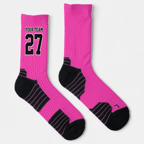 Sports Team Hot Pink Name Number Basketball Socks