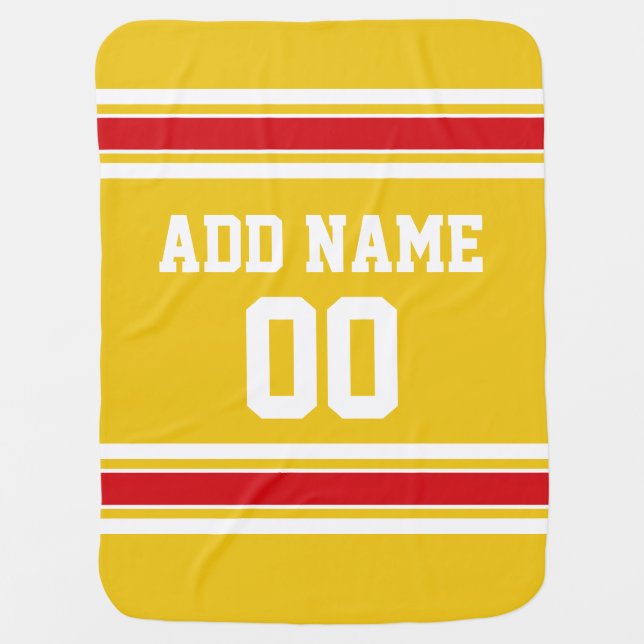 Sports Team Jersey with Custom Name and Number Stroller Blanket (Front)