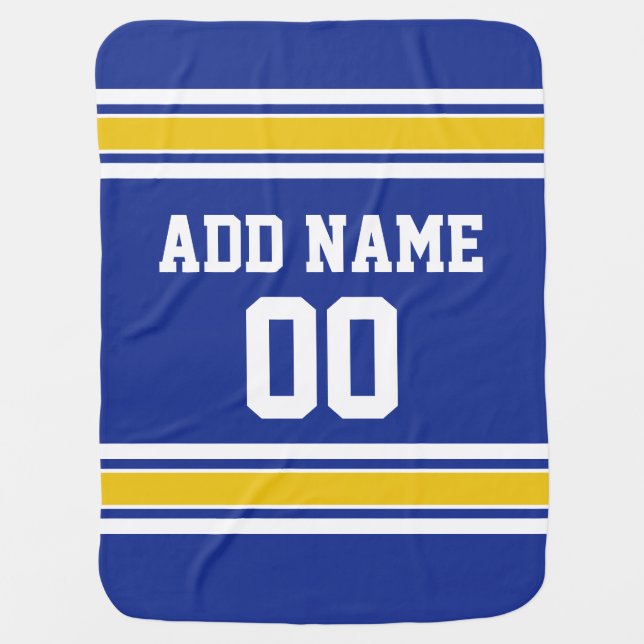 Sports Team Jersey with Custom Name and Number Swaddle Blanket (Front)