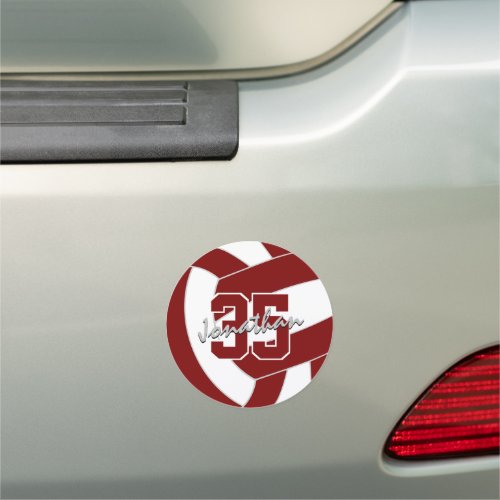 sports team maroon white volleyball locker or car magnet