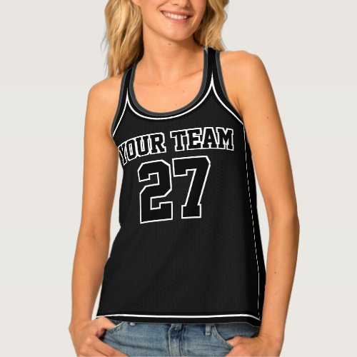 Sports Team Name Number Black Dot Basketball Tank Top