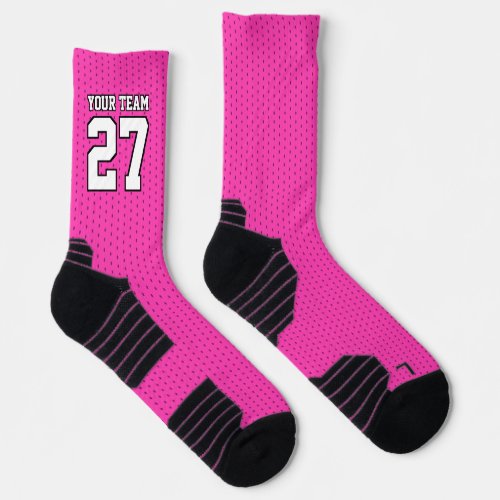 Sports Team Name Number Pink Basketball Socks