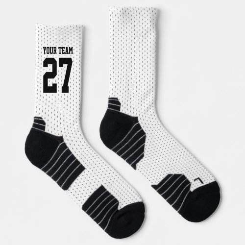 Sports Team Name Number White Black Dotted Socks