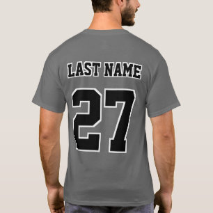Sports Team Name Number White Black Outlines T-Shirt