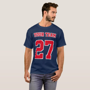 Sports Team Name Number White Red Outlines T-Shirt