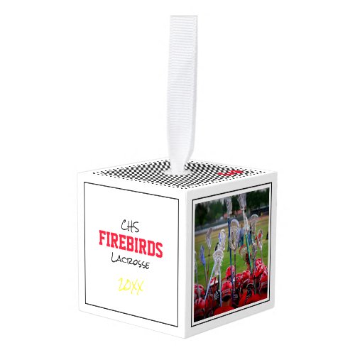 Sports Team Name Year School Colors Photos Cube Ornament