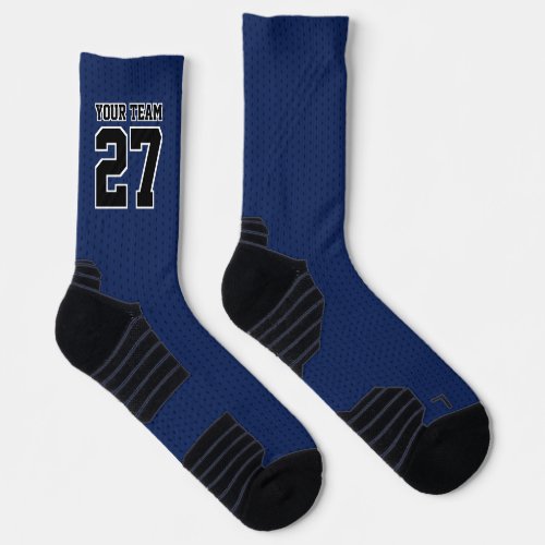 Sports Team Navy Blue Dot Name Number Basketball Socks